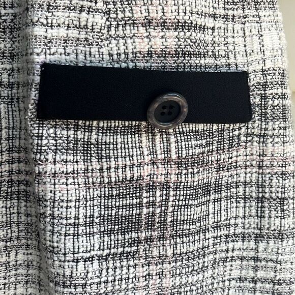 Shelby & Palmer Size 12 Black White Tweed A-Line Dress Short Sleeve Buttons Zip - Picture 6 of 14